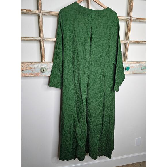 NWT Peacock Ways Green Long Sleeve Wrap Boho Dress Size Large - Picture 7 of 9